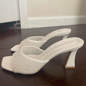 BCBGenerationa white pearl bridal shoes
